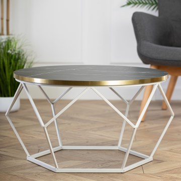 Sofabord DIAMOND 40x70 cm guldfarvet/sort/hvid