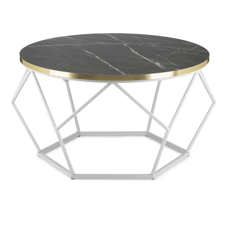 Sofabord DIAMOND 40x70 cm guldfarvet/sort/hvid