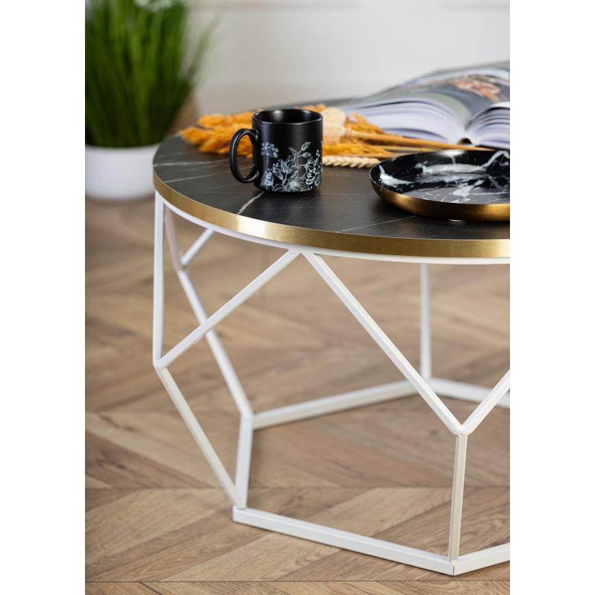Sofabord DIAMOND 40x70 cm guldfarvet/sort/hvid