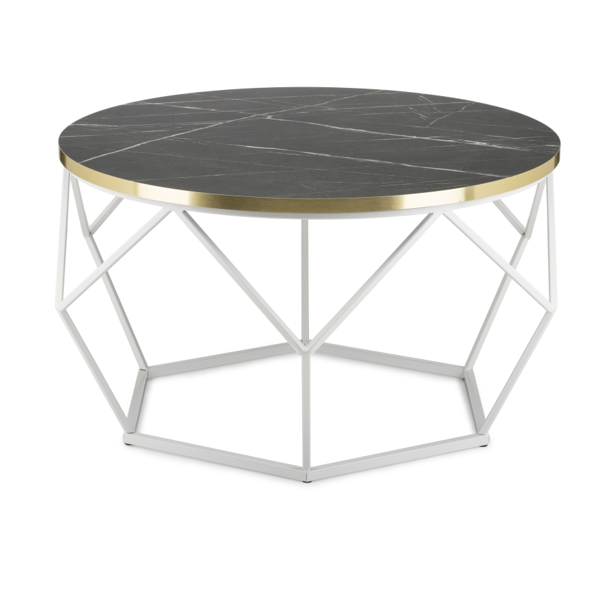 Sofabord DIAMOND 40x70 cm guldfarvet/sort/hvid