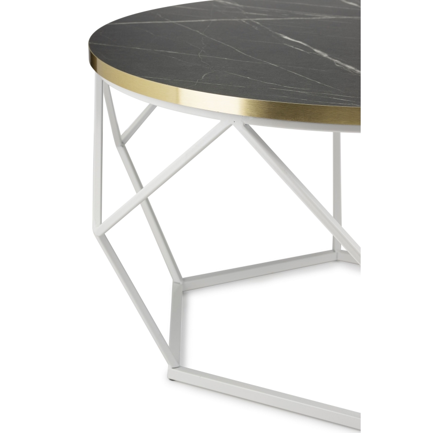 Sofabord DIAMOND 40x70 cm guldfarvet/sort/hvid