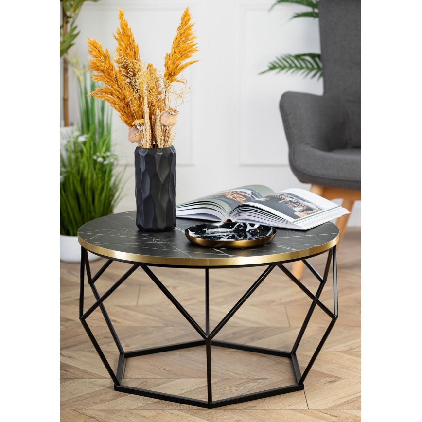 Sofabord DIAMOND 40x70 cm sort/guldfarvet