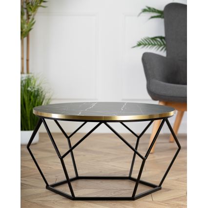 Sofabord DIAMOND 40x70 cm sort/guldfarvet