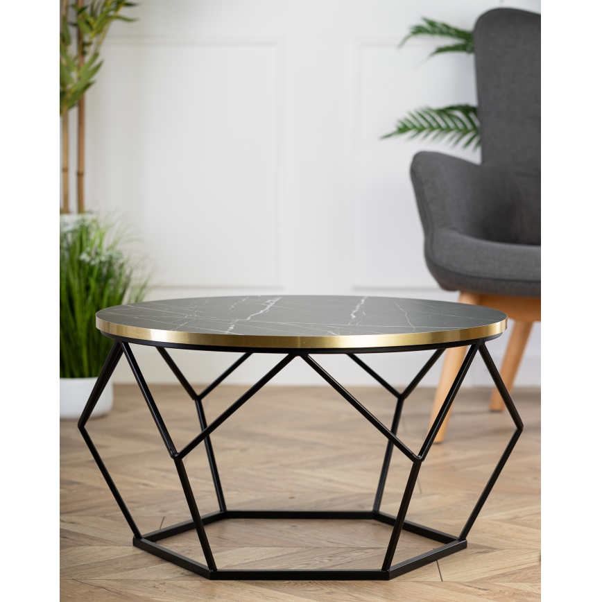 Sofabord DIAMOND 40x70 cm sort/guldfarvet