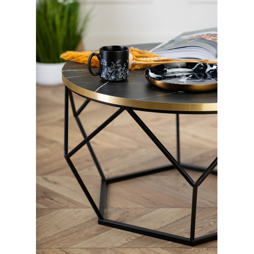Sofabord DIAMOND 40x70 cm sort/guldfarvet