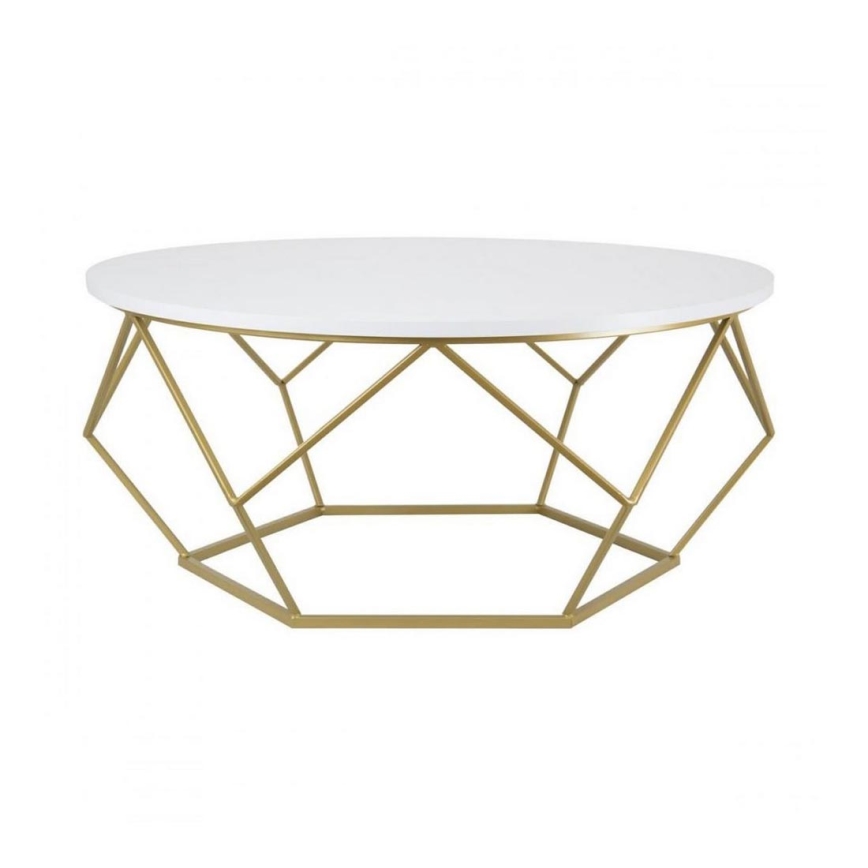 Sofabord DIAMOND 41,5x90 cm guldfarvet/hvid