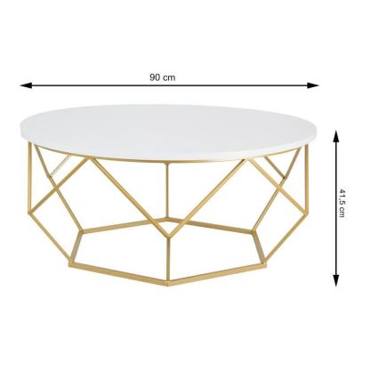 Sofabord DIAMOND 41,5x90 cm guldfarvet/hvid