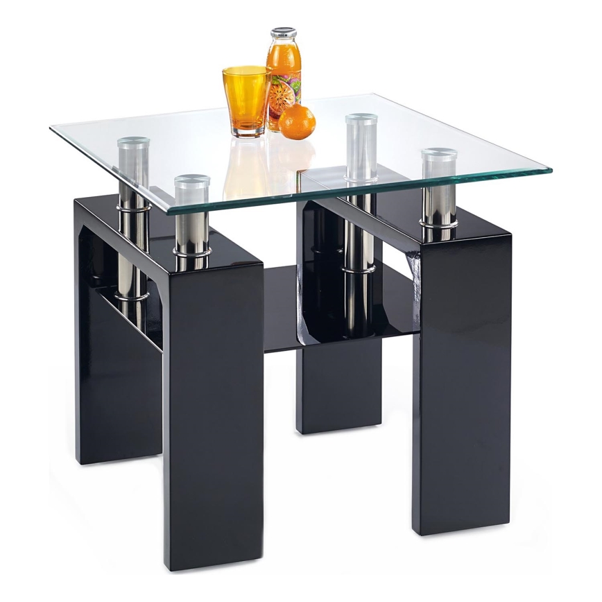 Sofabord DIANA 55x60 cm sort/transparent