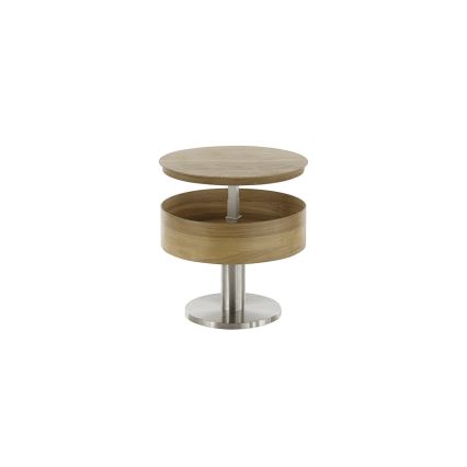 Sofabord ELEMENT med løftbar bordplade Ø 60 cm, eg/sølv