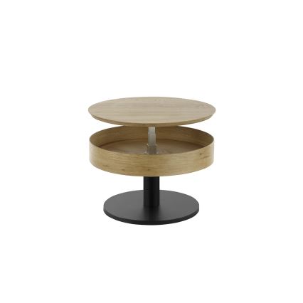 Sofabord ELEMENT med løftbar bordplade Ø 75 cm, eg/sort