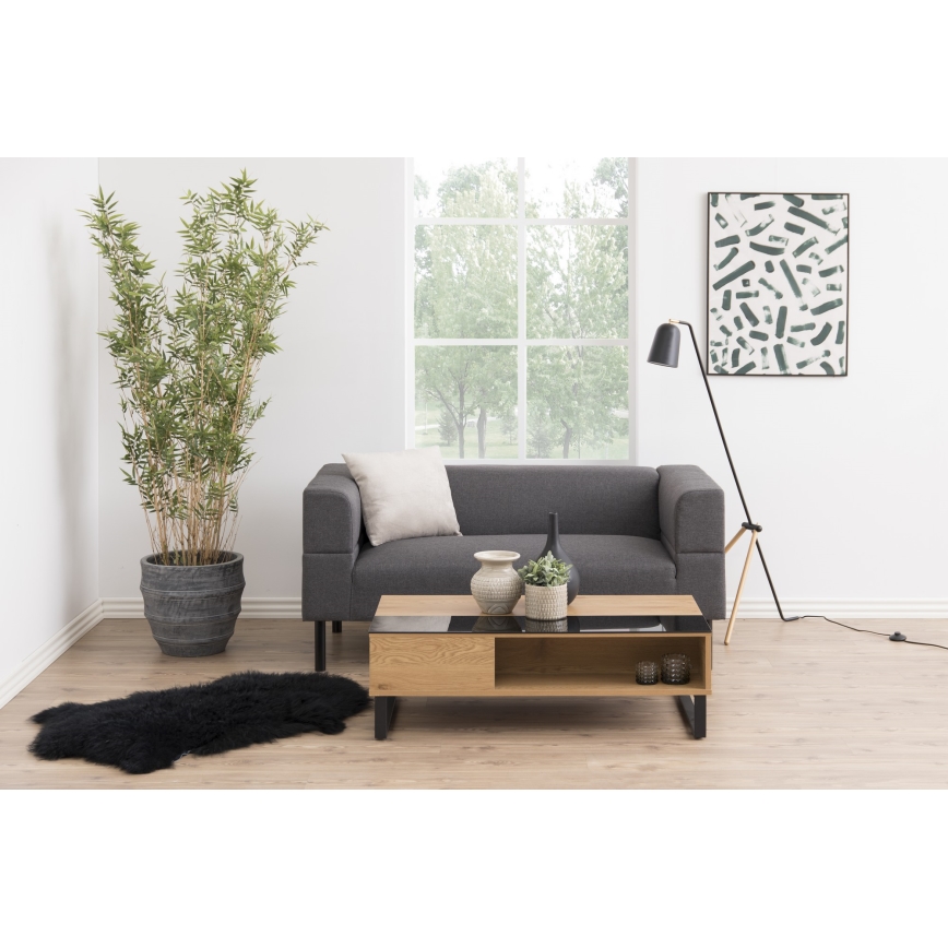 Sofabord ENZO 110 x 60 cm med løftbar bordplade, sort/eg