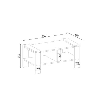 Sofabord ERICA 42x90 cm hvid/brun