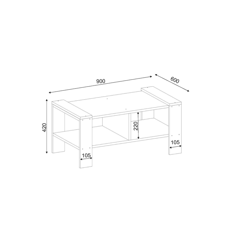 Sofabord ERICA 42x90 cm hvid/brun