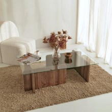 Sofabord ESCAPE 30x105 cm brun/transparent