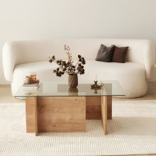 Sofabord ESCAPE 40x105 cm brun/transparent