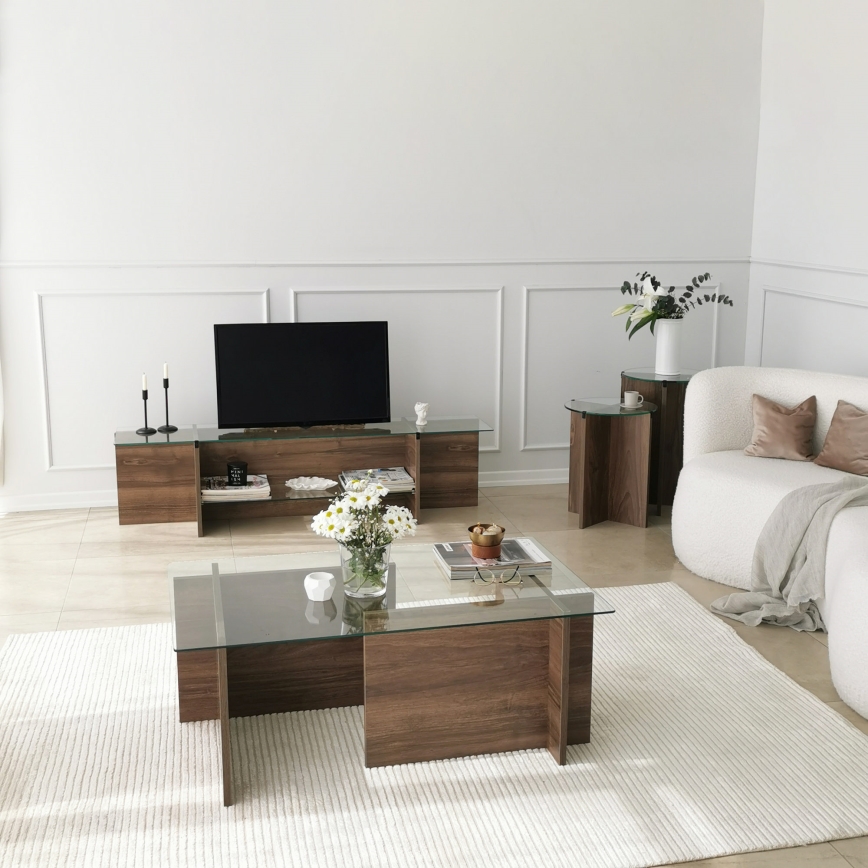 Sofabord ESCAPE 40x105 cm brun/transparent
