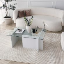 Sofabord ESCAPE 40x105 cm hvid/transparent