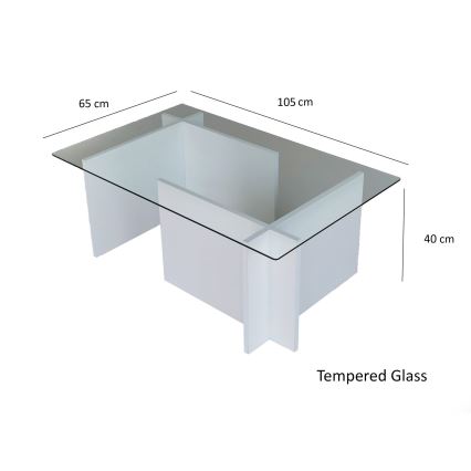 Sofabord ESCAPE 40x105 cm hvid/transparent