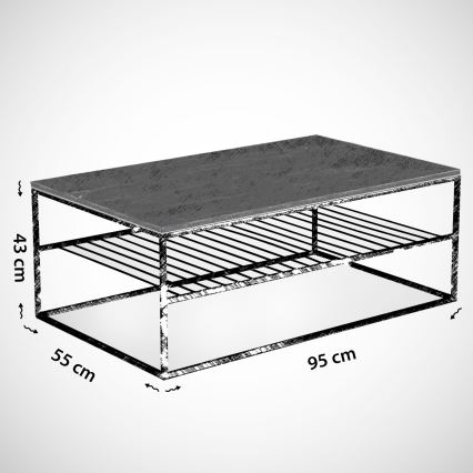 Sofabord ETNA 43x95 cm grå