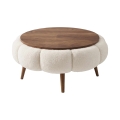 Sofabord FELPO Ø 60 cm cremefarvet/valnød