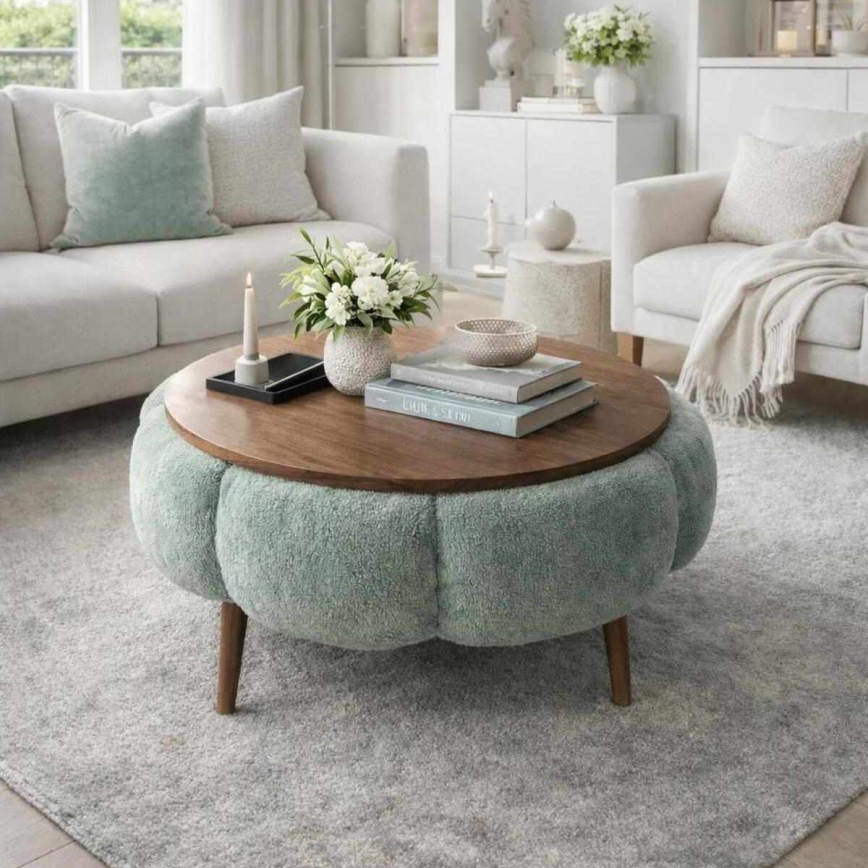 Sofabord FELPO Ø 60 cm grøn/valnød
