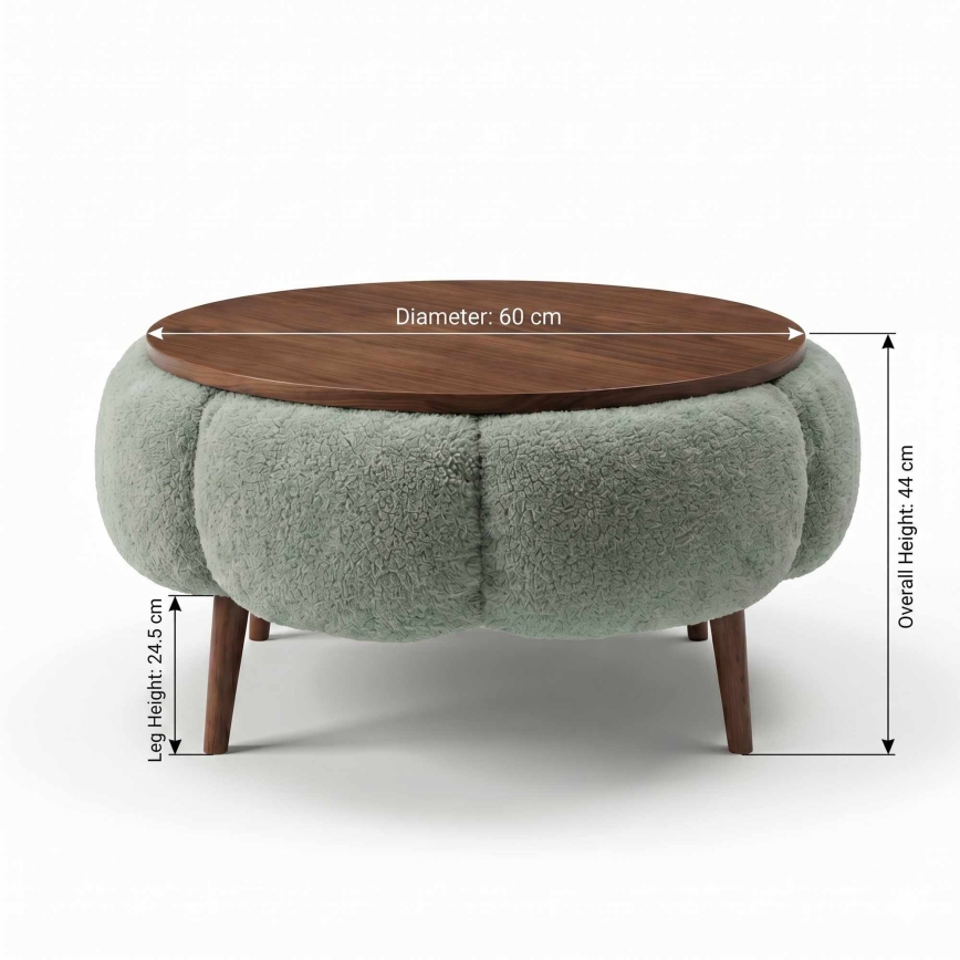 Sofabord FELPO Ø 60 cm grøn/valnød