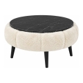 Sofabord FELPO Ø 60 cm sort/cremefarvet/marmordekor