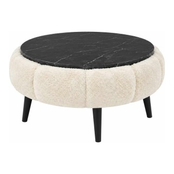 Sofabord FELPO Ø 60 cm sort/cremefarvet/marmordekor
