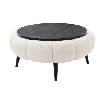 Sofabord FELPO Ø 60 cm sort/hvid/marmorlook