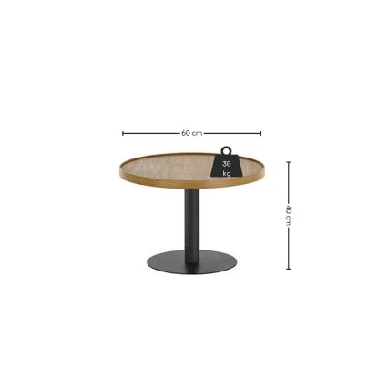 Sofabord FOCUS Ø 60 cm egetræ/sort