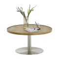 Sofabord FOCUS, Ø 80 cm, egetræ/rustfrit stål