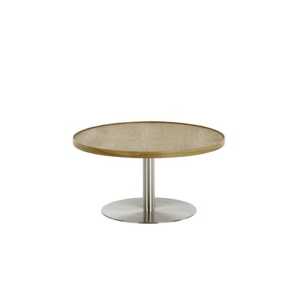 Sofabord FOCUS, Ø 80 cm, egetræ/rustfrit stål