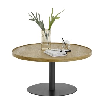 Sofabord FOCUS Ø 80 cm, egetræ/sort