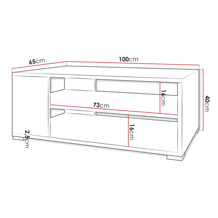 Sofabord GIMREN 40x100 cm hvid