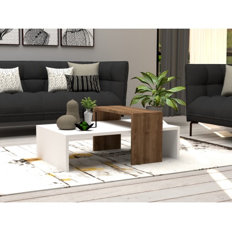 Sofabord GLOW 32x80 cm hvid/brun