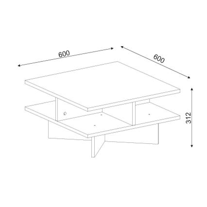 Sofabord HAMTON 31,2x60 cm brun/hvid