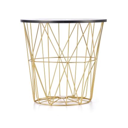 Sofabord HARISSA 41x42 cm guldfarvet/sort marmordekor