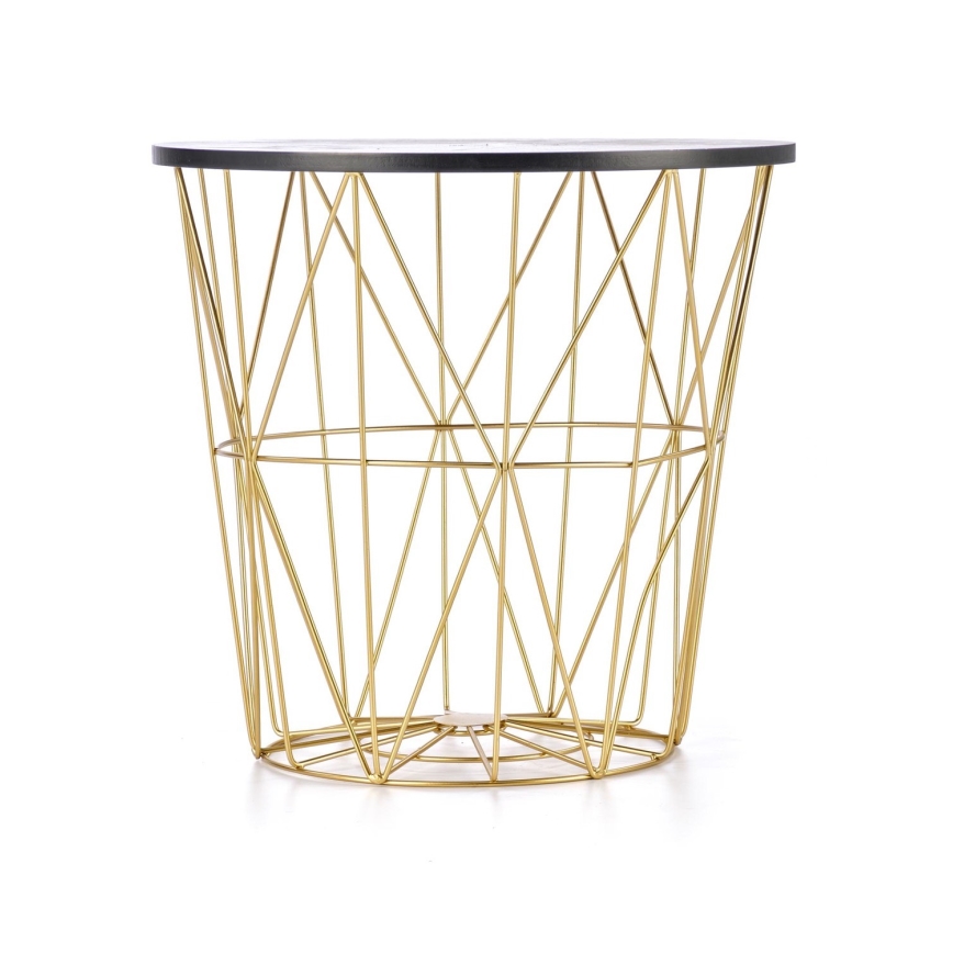Sofabord HARISSA 41x42 cm guldfarvet/sort marmordekor