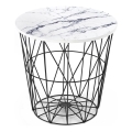 Sofabord HARISSA 41x42 cm sort/hvid marmordekor