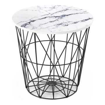 Sofabord HARISSA 41x42 cm sort/hvid marmordekor