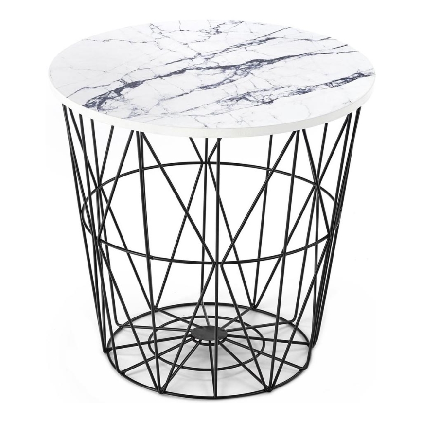 Sofabord HARISSA 41x42 cm sort/hvid marmordekor