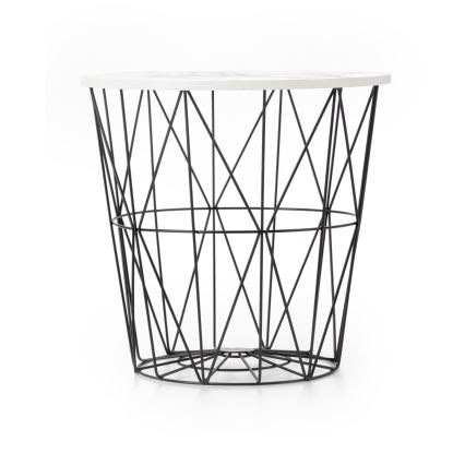 Sofabord HARISSA 41x42 cm sort/hvid marmordekor