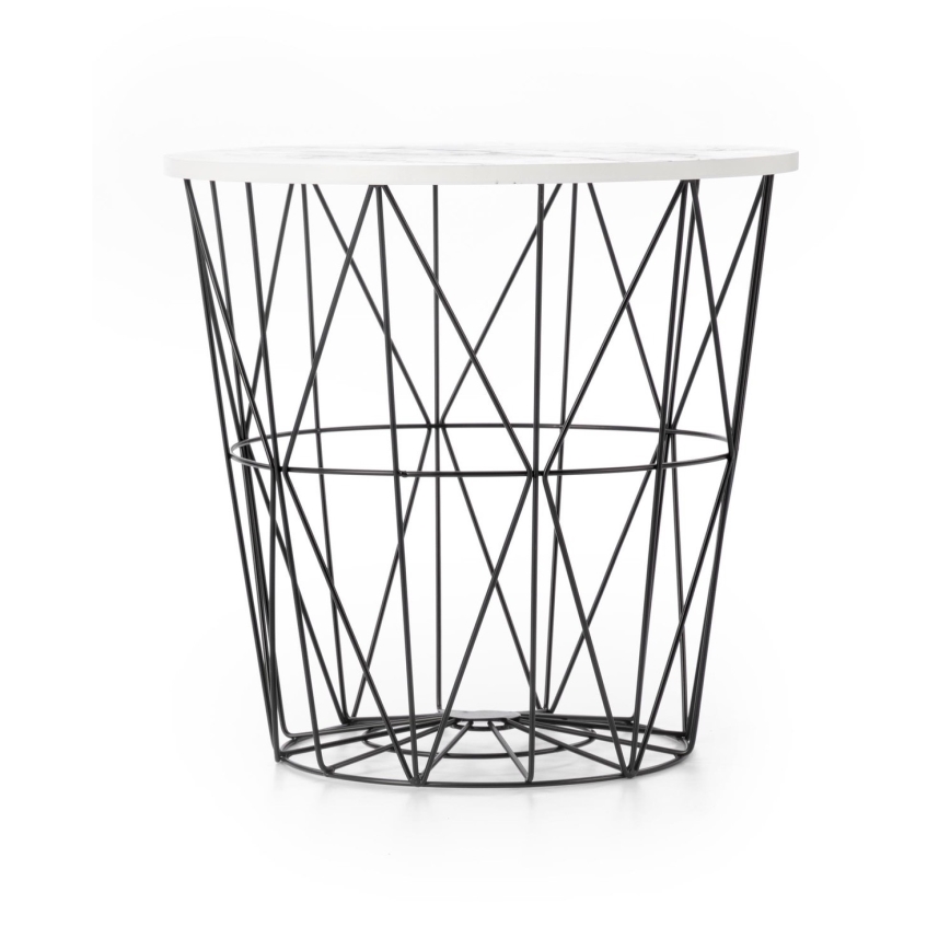 Sofabord HARISSA 41x42 cm sort/hvid marmordekor