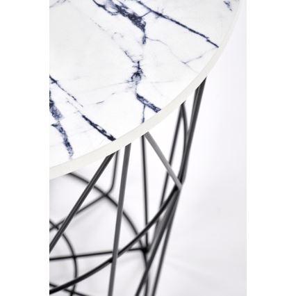 Sofabord HARISSA 41x42 cm sort/hvid marmordekor