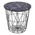Sofabord HARISSA 41x42 cm sort/sort marmordekor