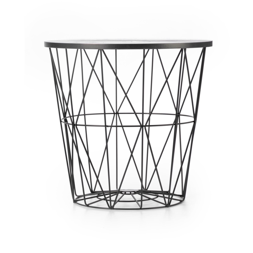 Sofabord HARISSA 41x42 cm sort/sort marmordekor