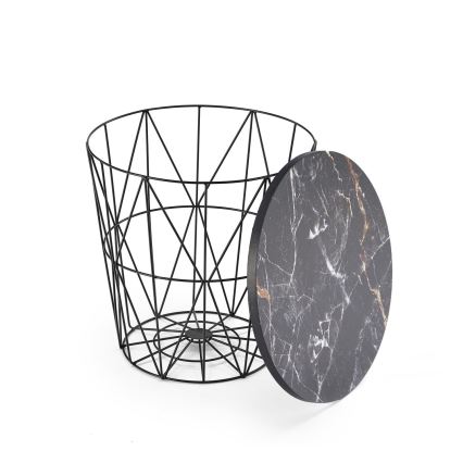 Sofabord HARISSA 41x42 cm sort/sort marmordekor