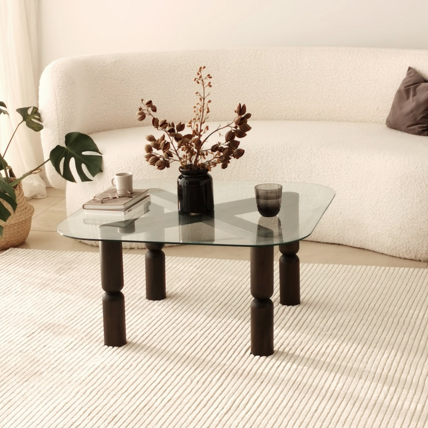 Sofabord KEI 40x80 cm brun/transparent