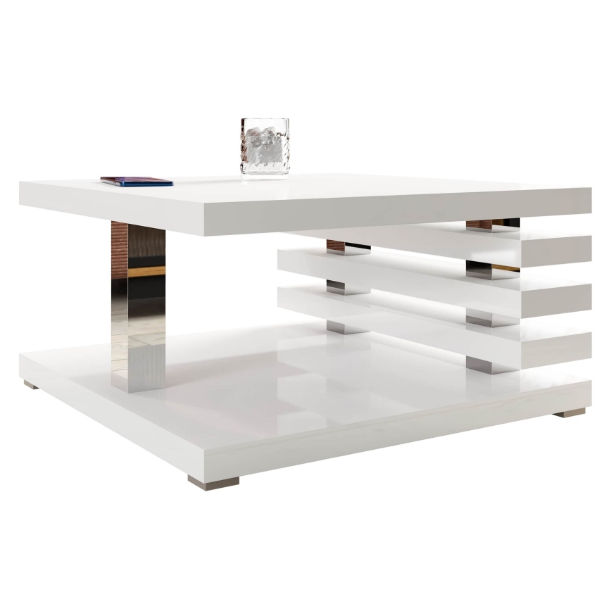 Sofabord KYOTO 31x60 cm skinnende hvid