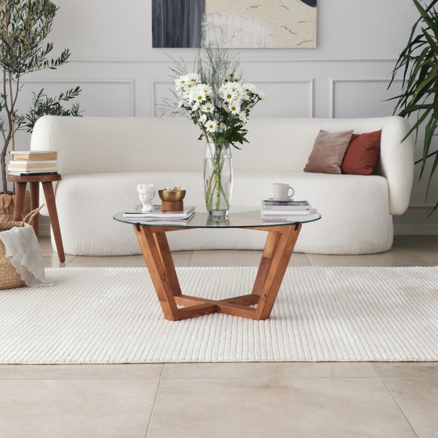 Sofabord LOTUS 35x75 cm brun/transparent